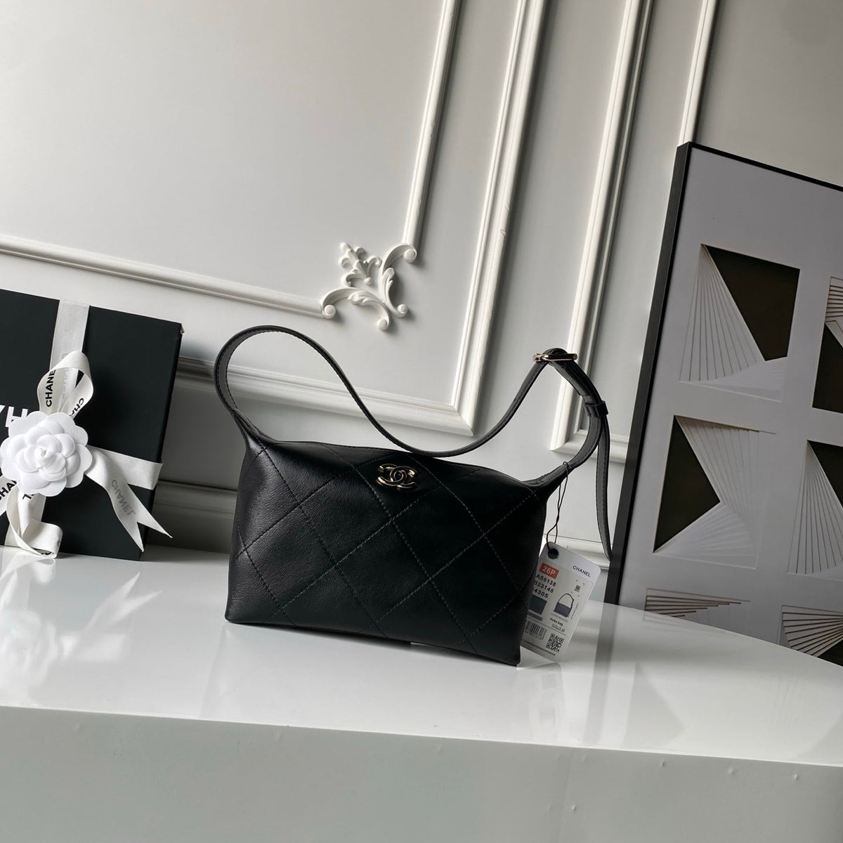 CC AS6138 Hobo Handbag 23cm Black Lambskin