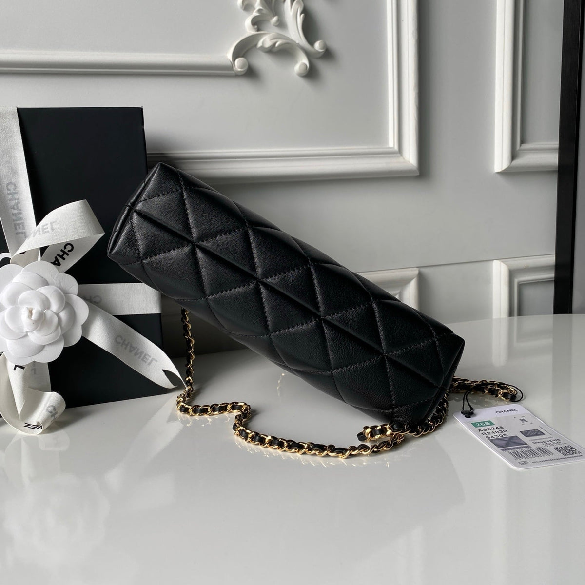 CC AS6248 Small Shopping 25cm Black Sheepskin