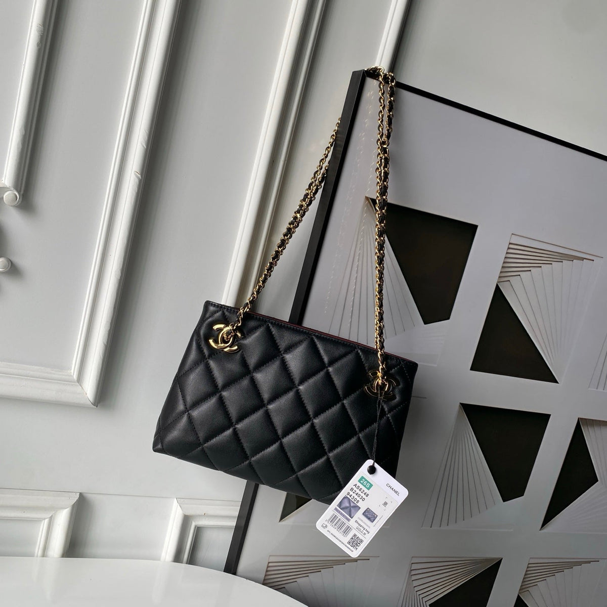 CC AS6248 Small Shopping 25cm Black Sheepskin