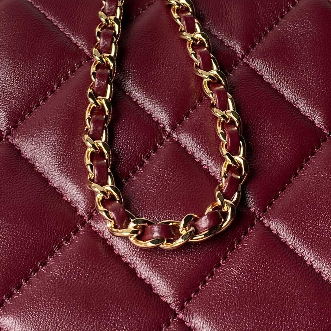 CC AS6248 Small Shopping 25cm Burgundy Sheepskin