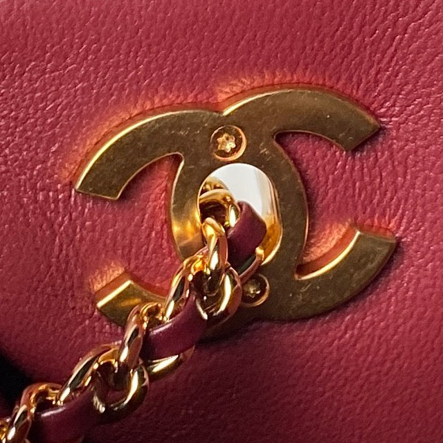 CC AS6248 Small Shopping 25cm Burgundy Sheepskin