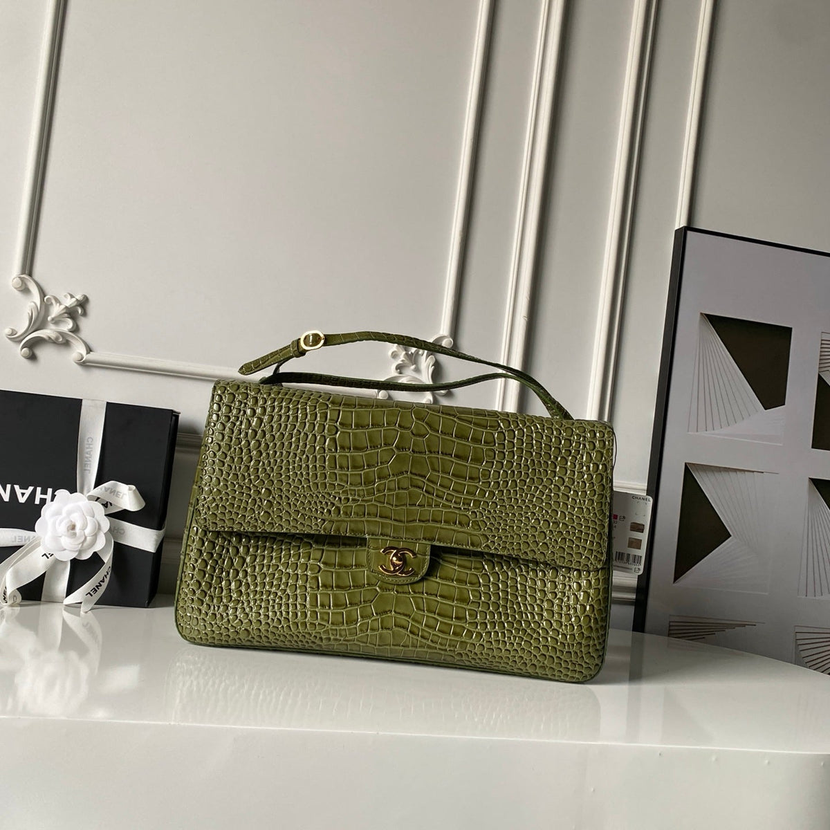 CC 26s Maxi Flap Bag 39cm Olive Imported Leather