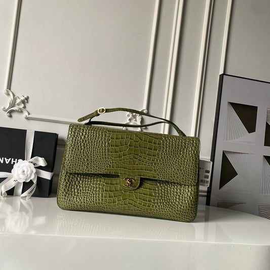 CC 26s Maxi Flap Bag 39cm Olive Imported Leather