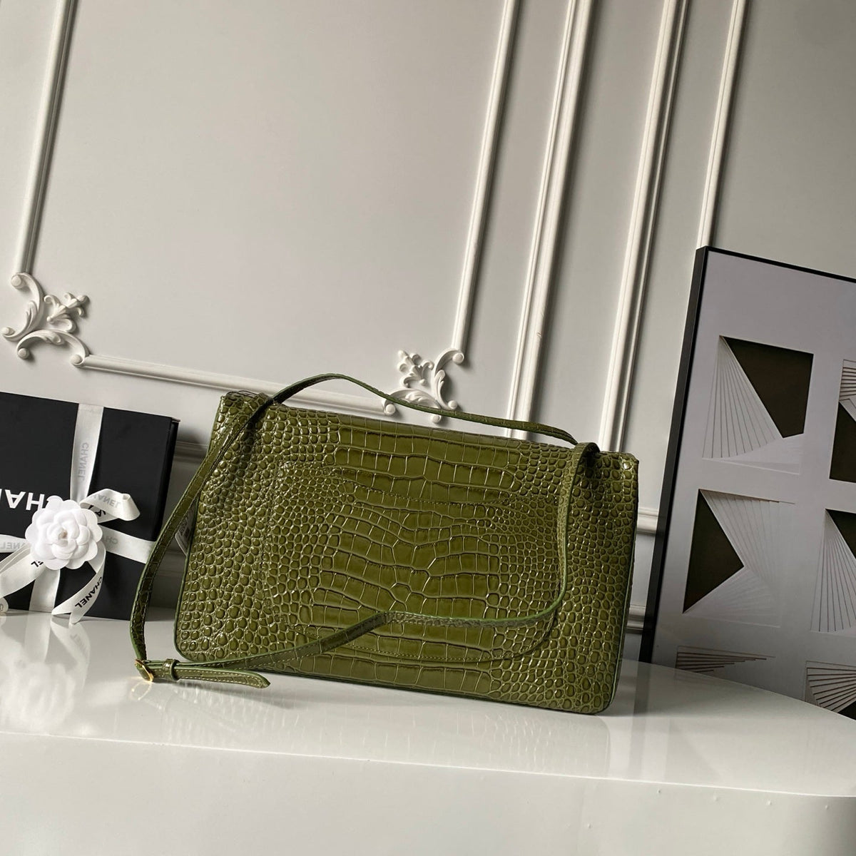 CC 26s Maxi Flap Bag 39cm Olive Imported Leather