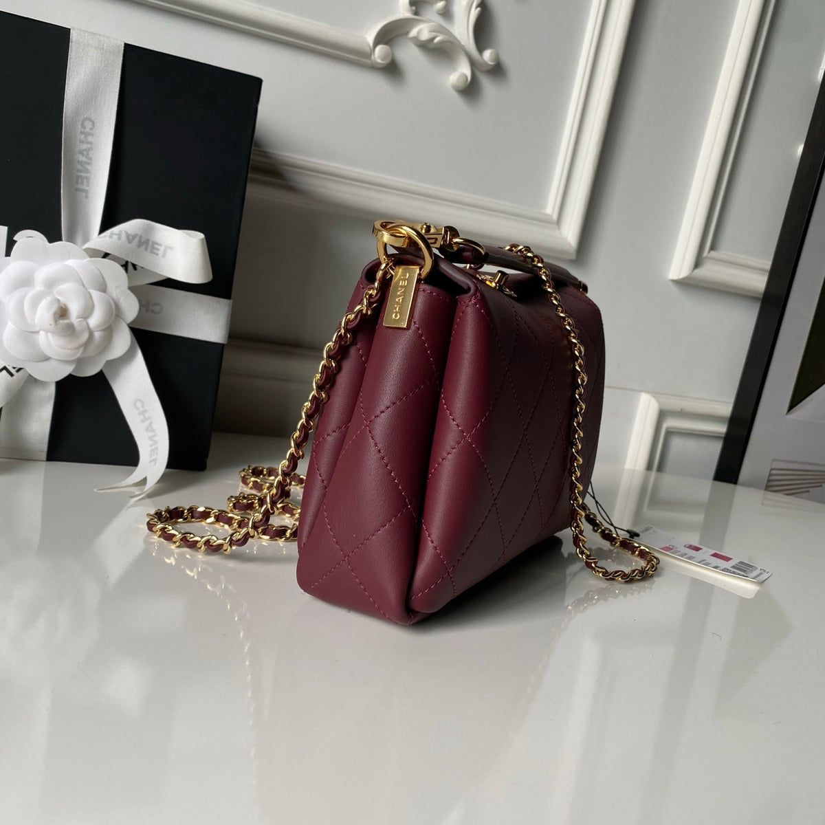 CC AS6255 Trendy Hobo Bag Burgundy Lambskin