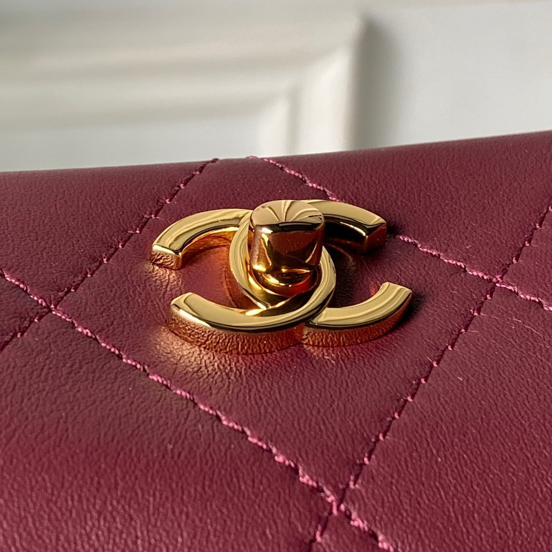 CC AS6255 Trendy Hobo Bag Burgundy Lambskin