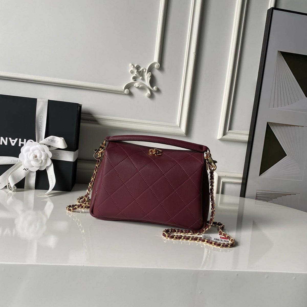 CC AS6255 Trendy Hobo Bag Burgundy Lambskin