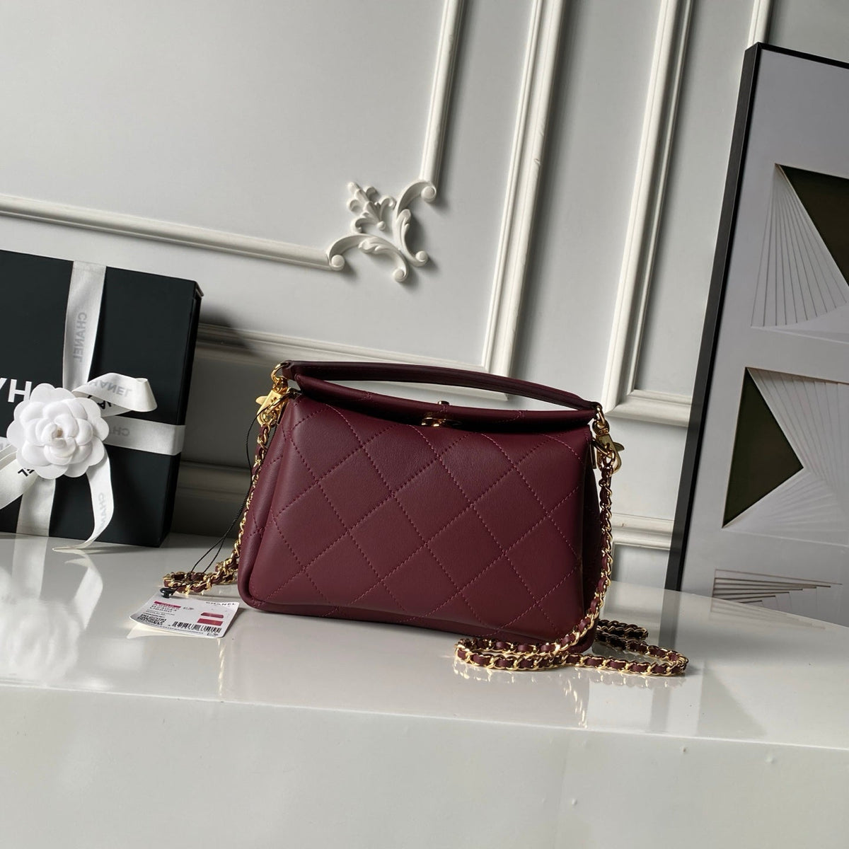 CC AS6255 Trendy Hobo Bag Burgundy Lambskin