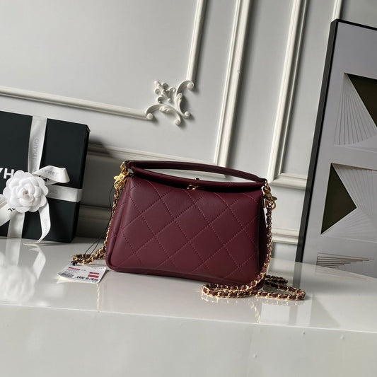 CC AS6255 Trendy Hobo Bag Burgundy Lambskin