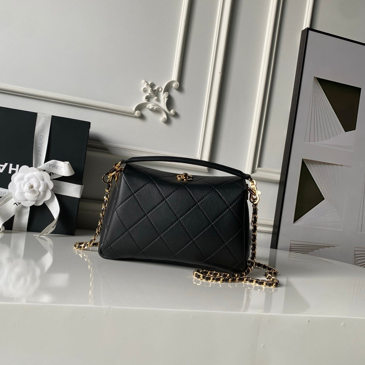 CC AS6255 Trendy Hobo Bag Black Lambskin