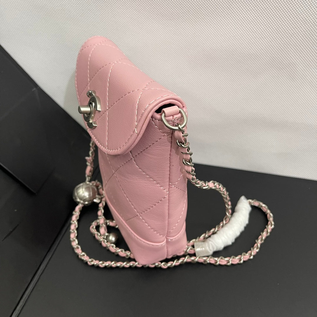 CC Phone Holder Bag 17cm PInk Lambskin