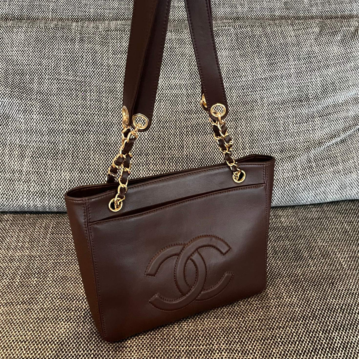 CC 26s Pocket Tote Bag Coffee Lambskin