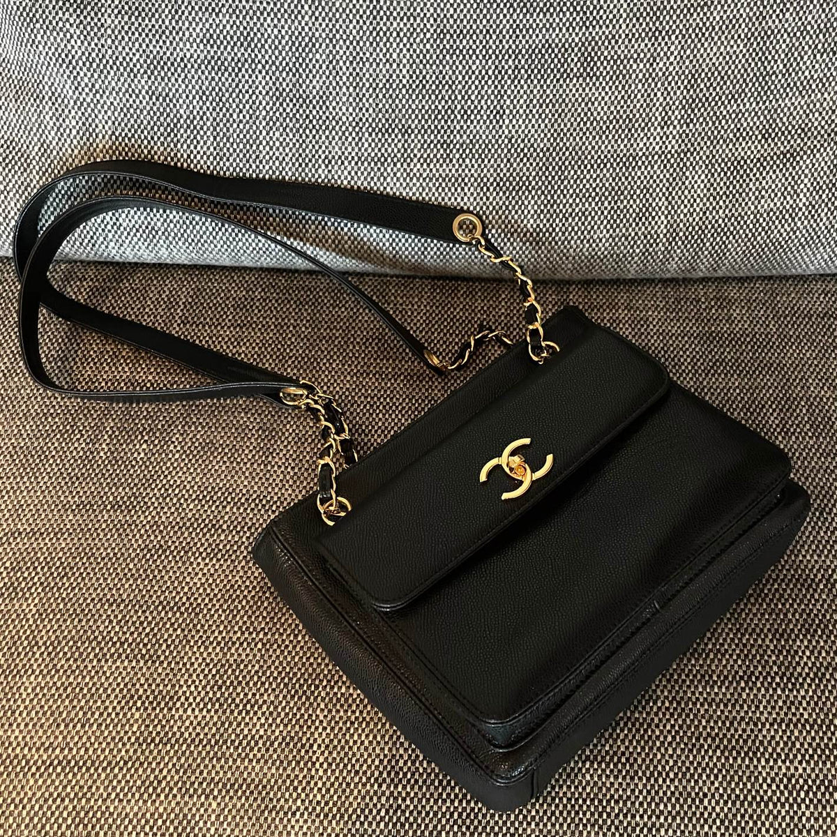 CC 26s Pocket Tote Bag Black Lambskin