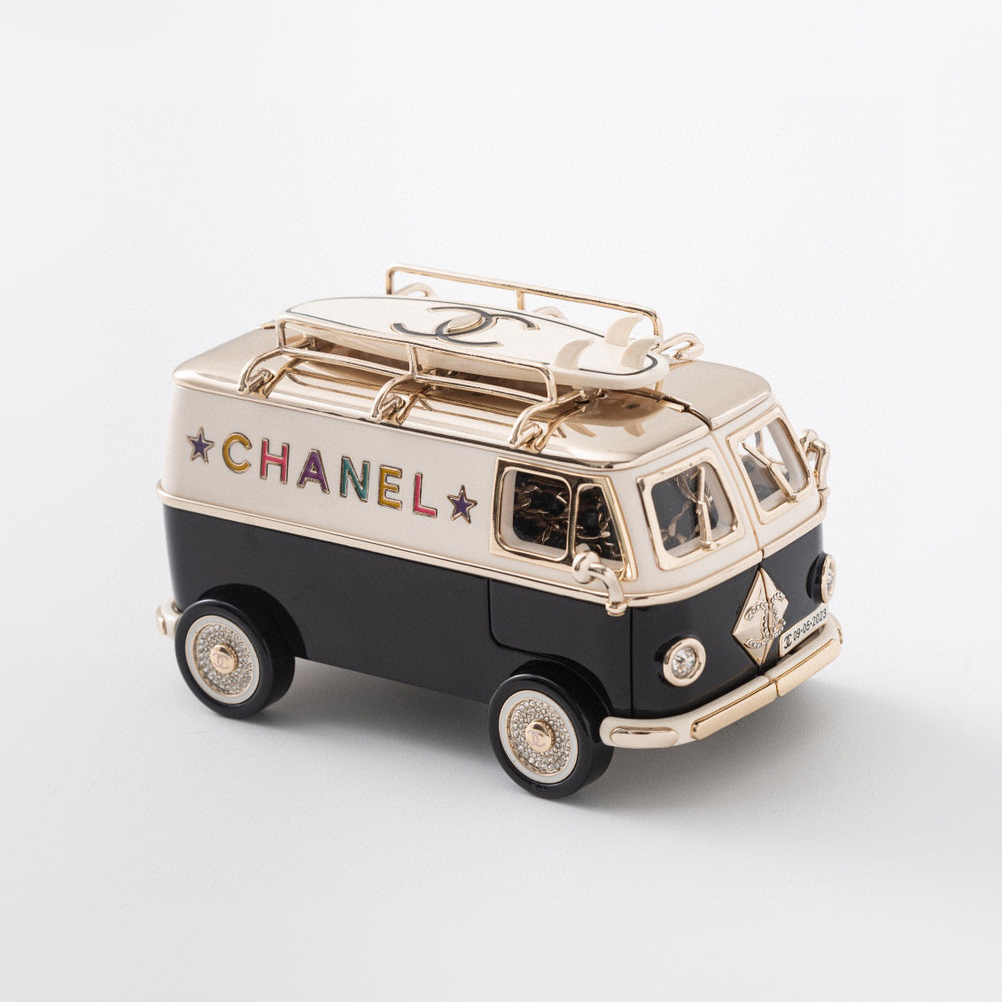 CC Los Angleles Mini Van Minaudiere Black White Acrylic