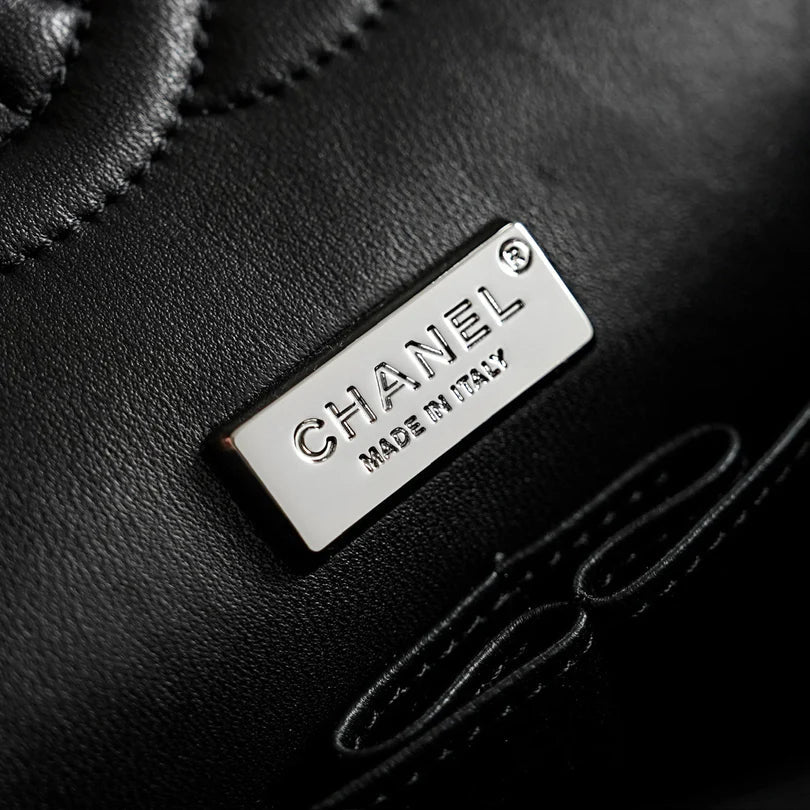 Chanel 2026 Wheat Embroidery Bag 25.5cm Black Velvet Leather