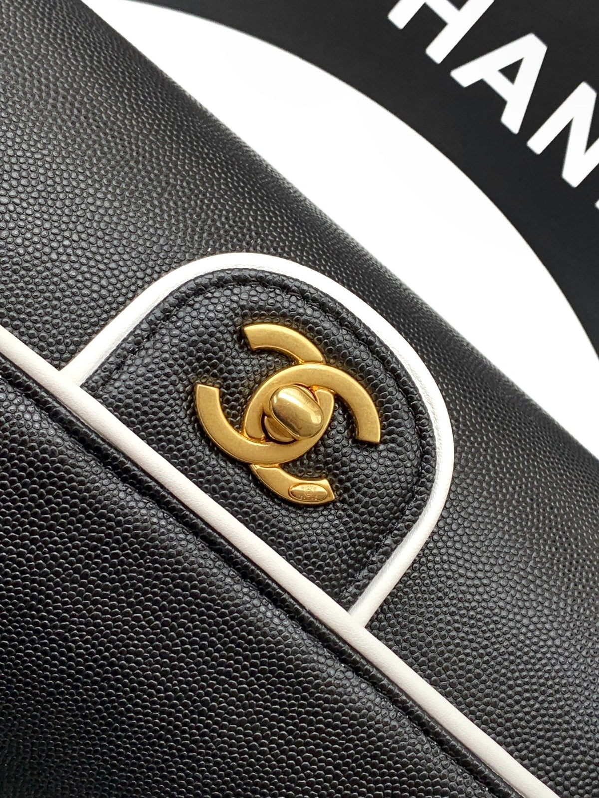CC Preppy Coco Bowling Bag 30cm Black Caviar Leather