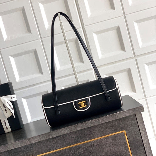 CC Preppy Coco Bowling Bag 30cm Black Caviar Leather