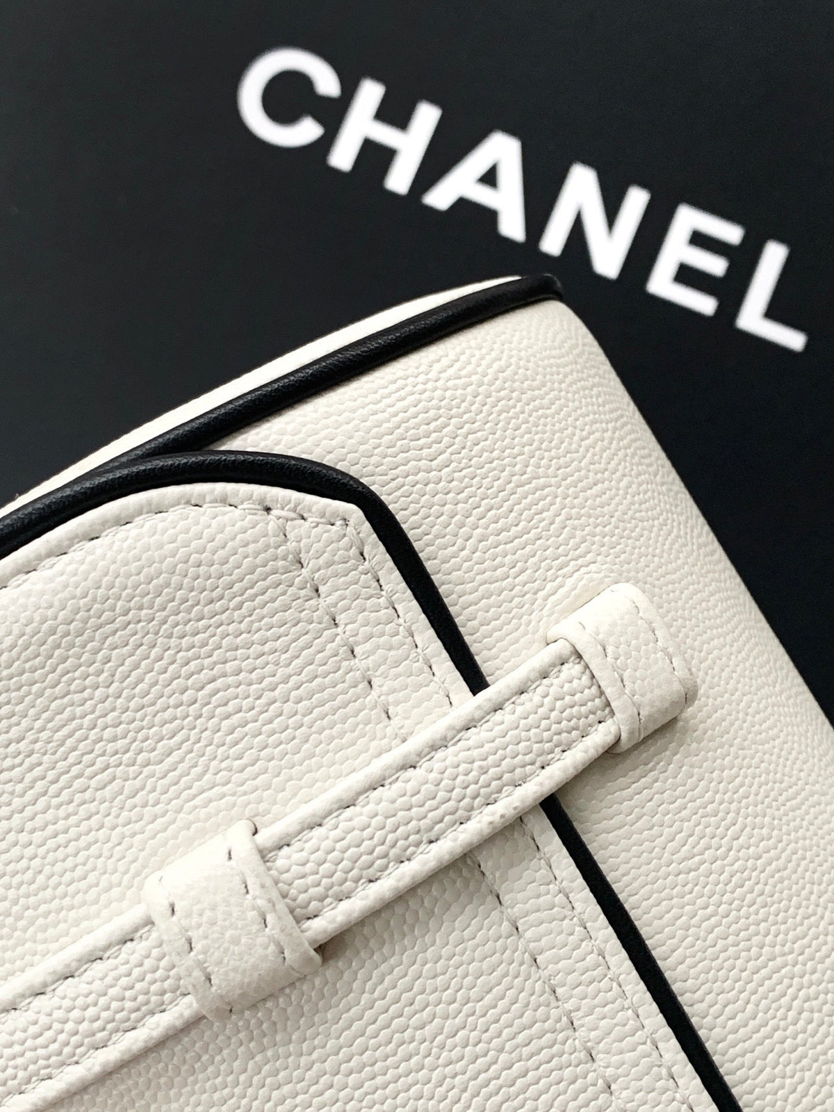 CC Preppy Coco Bowling Bag 30cm White Caviar Leather