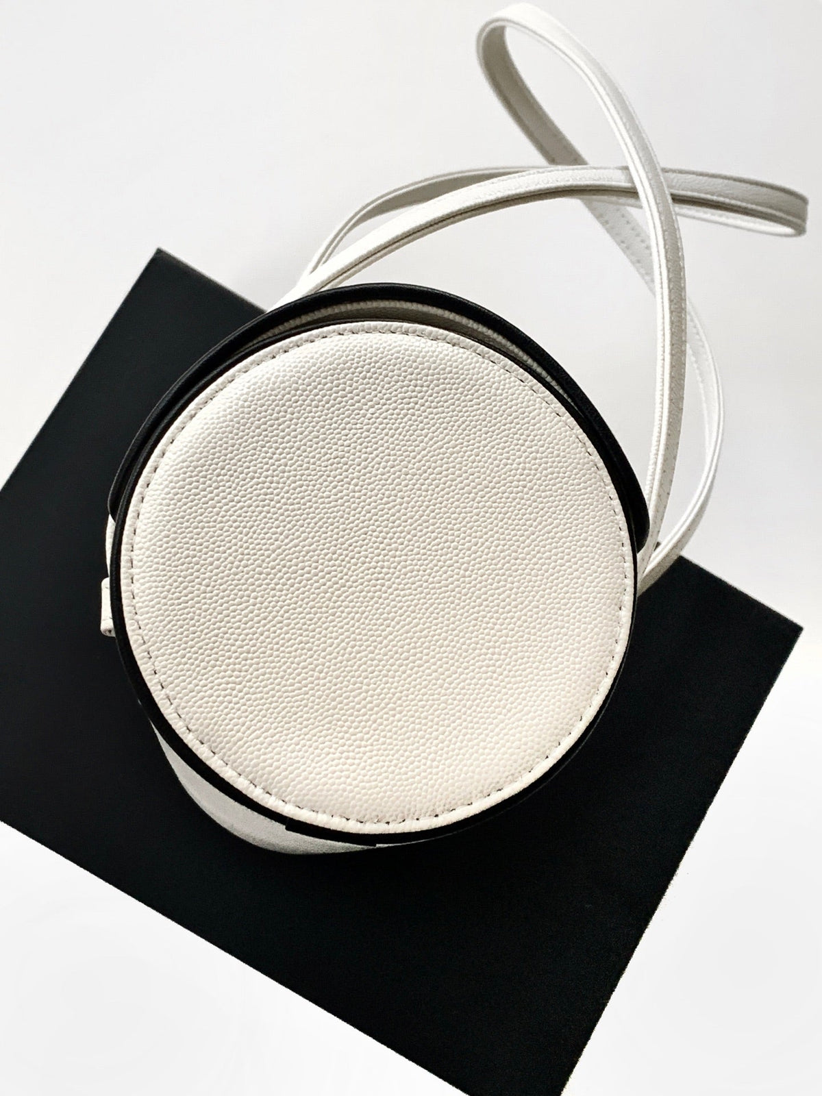 CC Preppy Coco Bowling Bag 30cm White Caviar Leather