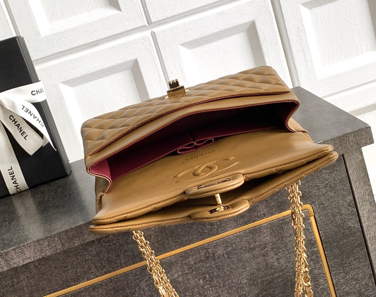 CC Double Flap 2.55 Brown Quited Lambskin