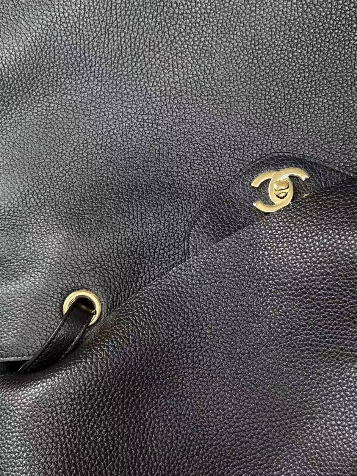 CC Large Shopping Bag 46cm Black Grained Calfskin