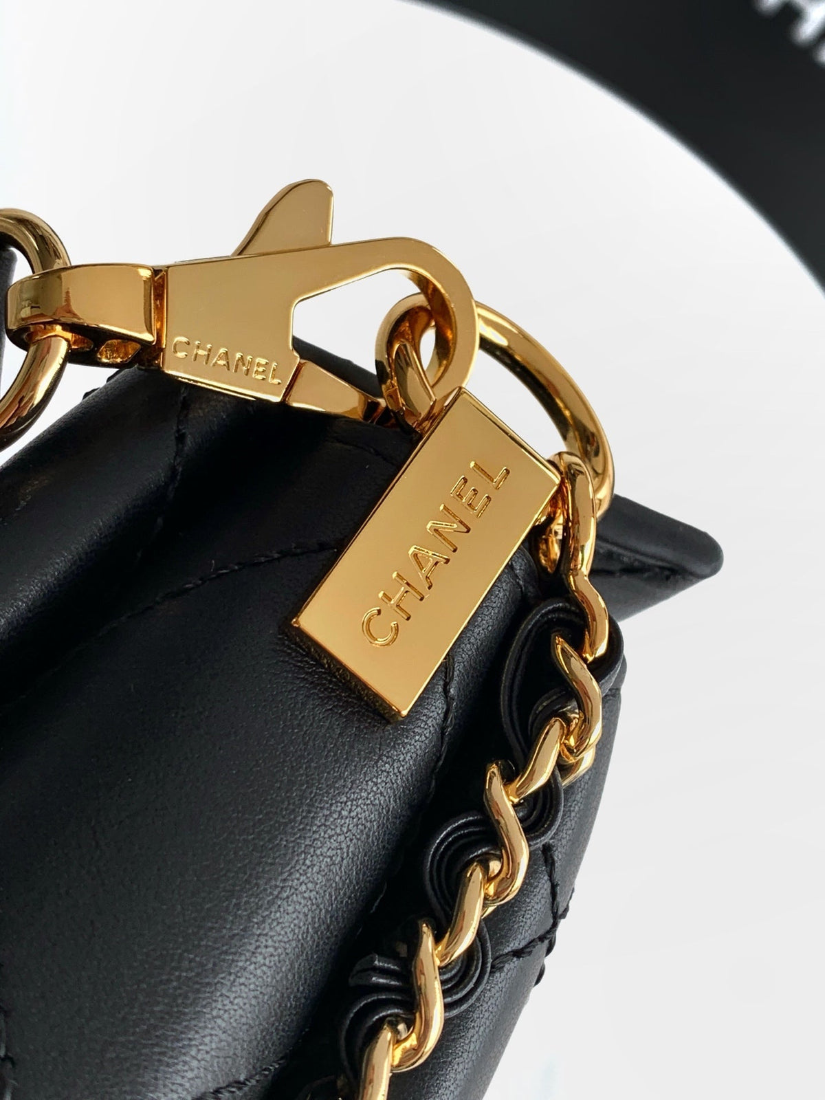 CC 26s Boho Mini Top Closure Bag Black Lambskin