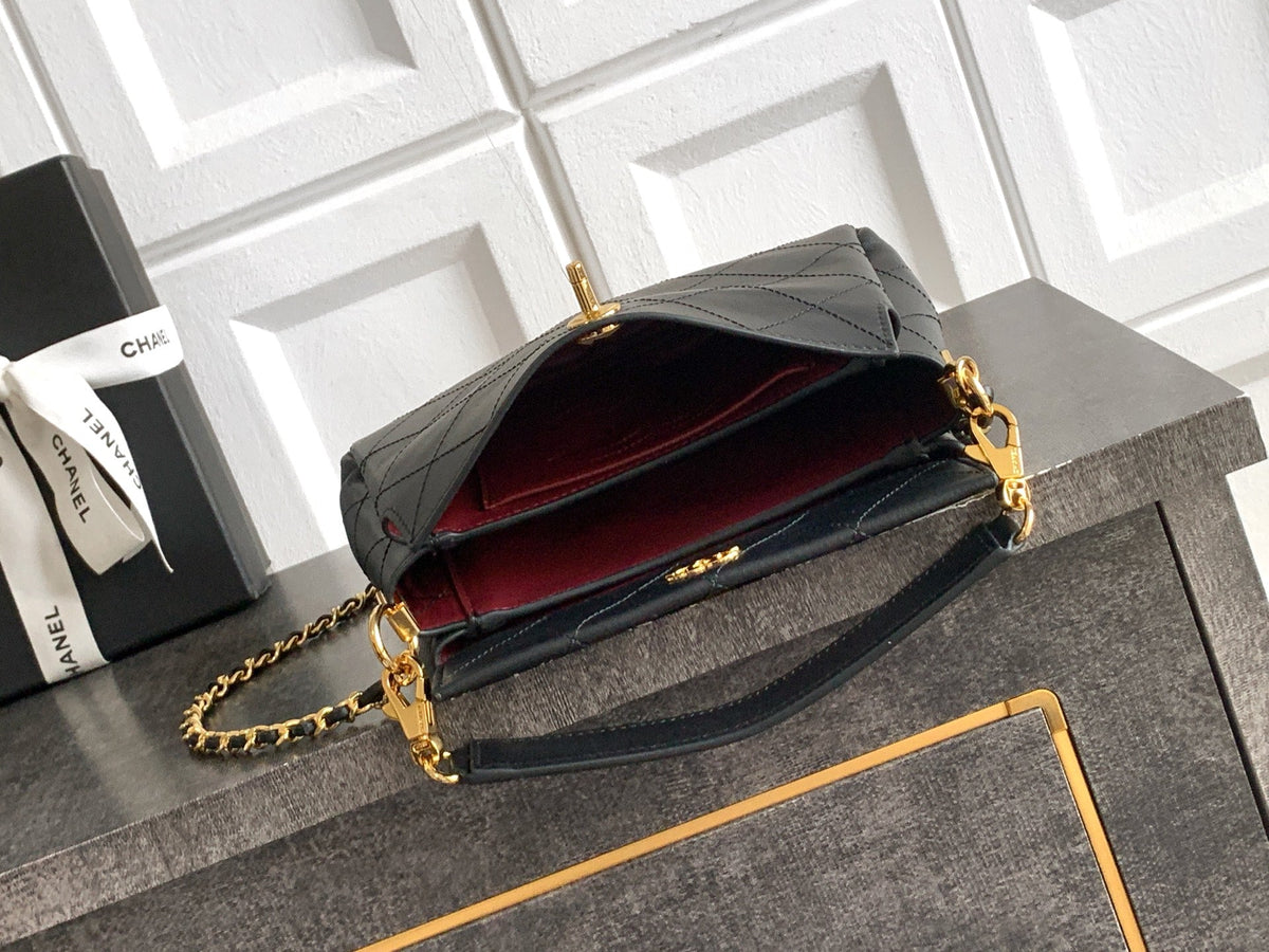 CC 26s Boho Mini Top Closure Bag Black Lambskin