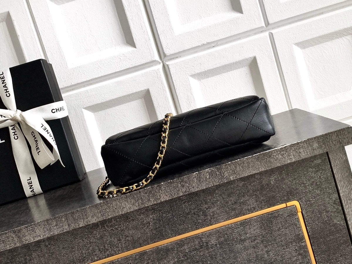 CC 26s Boho Mini Top Closure Bag Black Lambskin