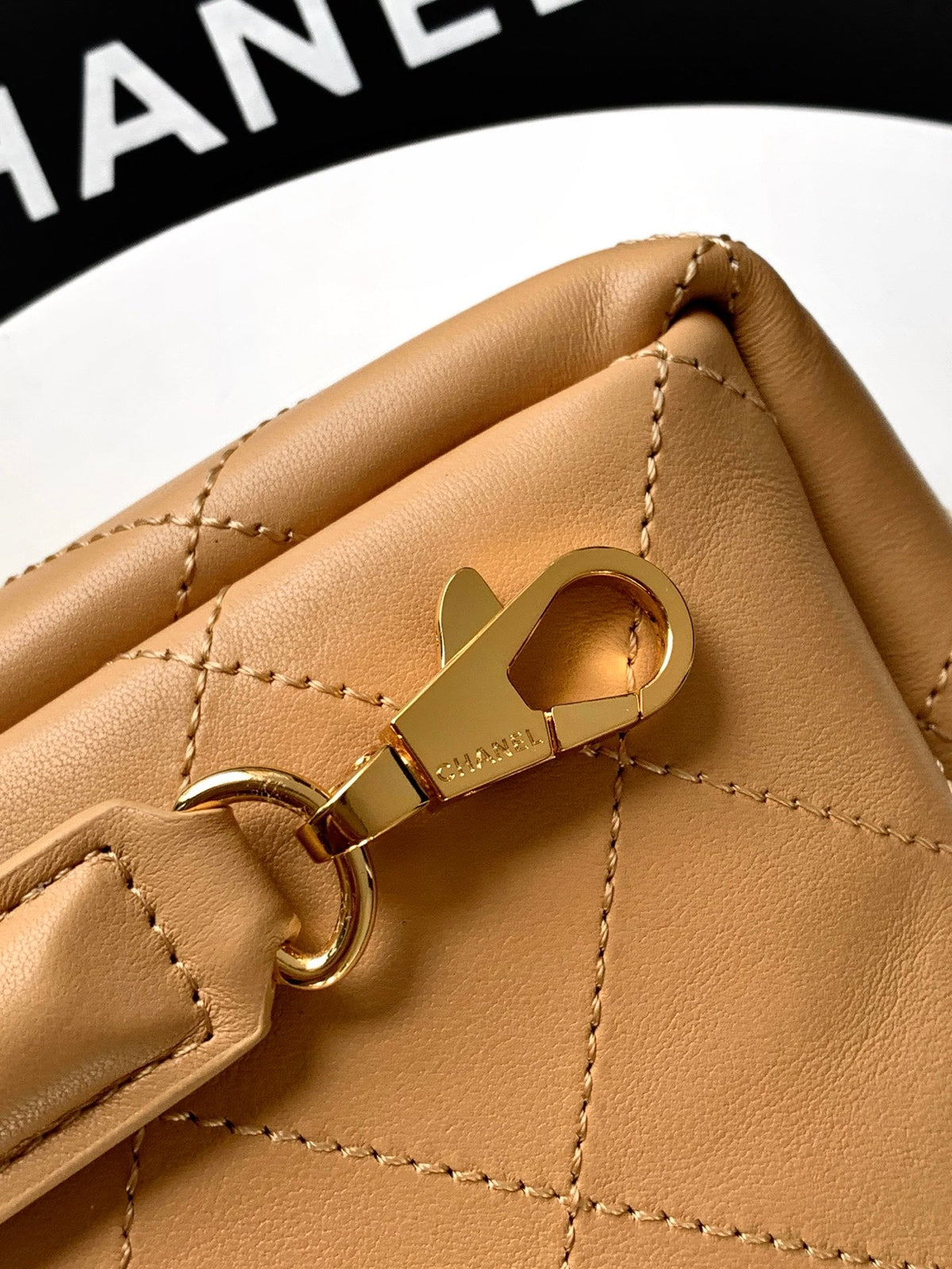 CC 26s Boho Mini Top Closure Bag Beige Lambskin