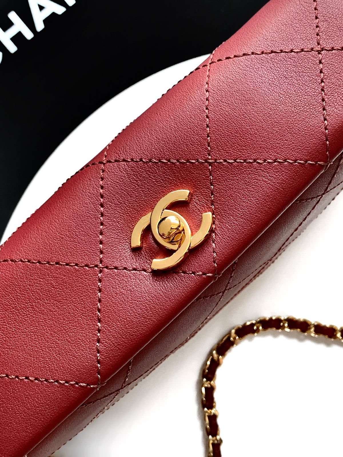 CC 26s Boho Mini Top Closure Bag Burgundy Lambskin