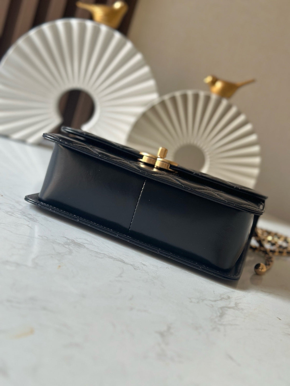 CC Wallet With Strap 22cm Black Quited Lambskin 286330