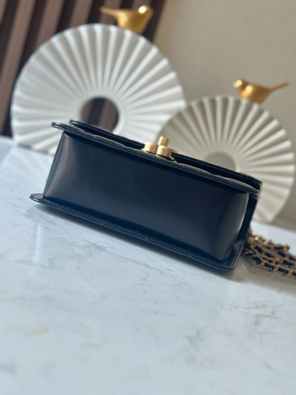 CC Wallet With Strap 19cm Black Quited Lambskin 286331