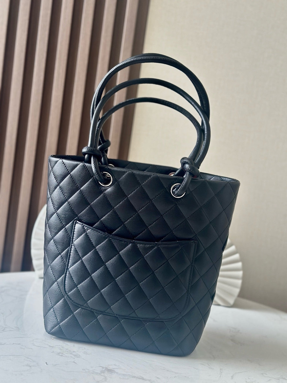 Chanel 25s Cambon Ligne Tote Bag 24cm In Black Calfskin