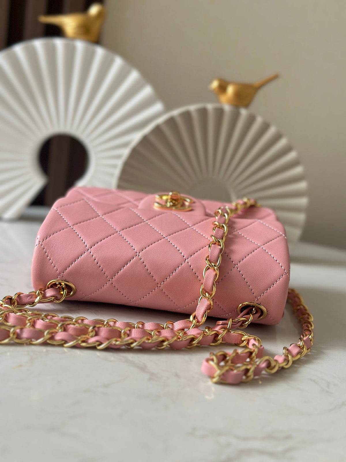 CC Mini Classic Handbag Pink Lambskin GHW