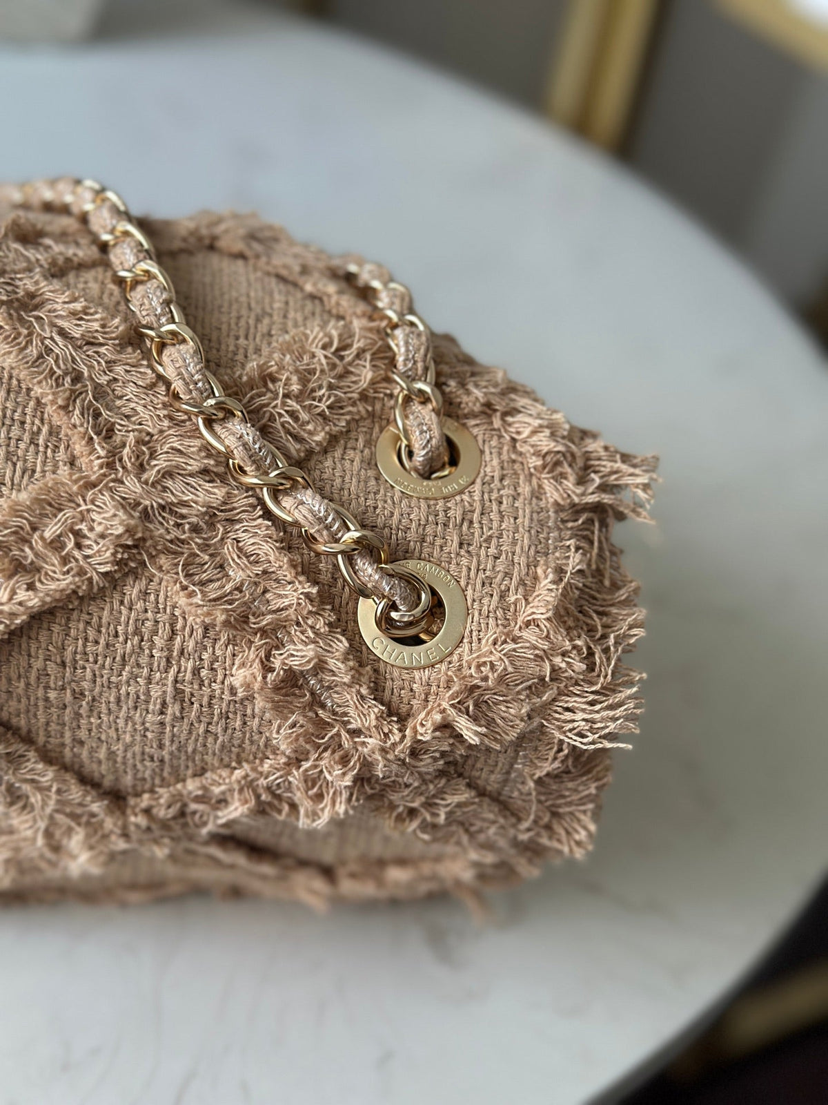 CC Nature Flap Bag 38cm Beige Tweed 275480