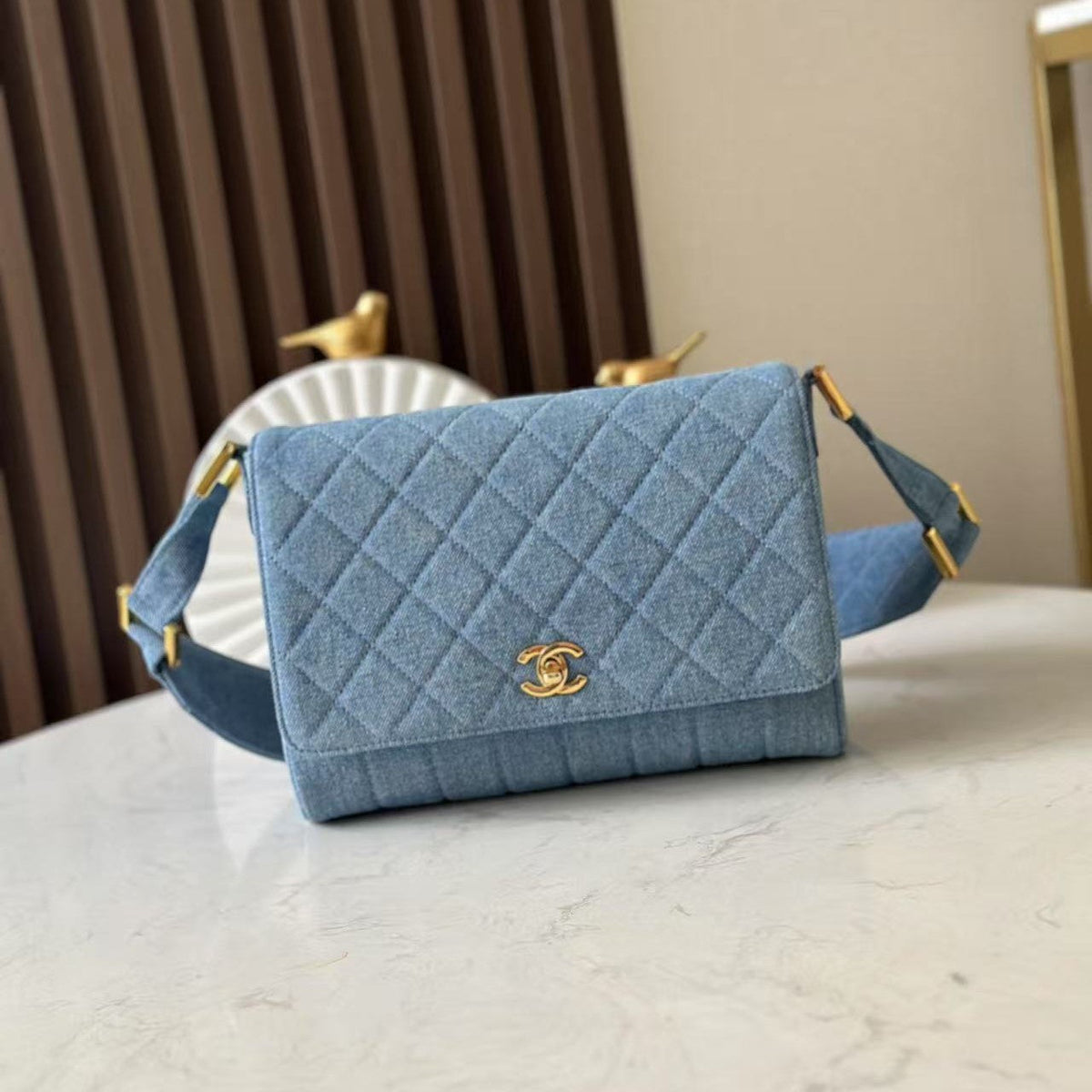 CC Vintage Flap Bag Medium Blue Denim