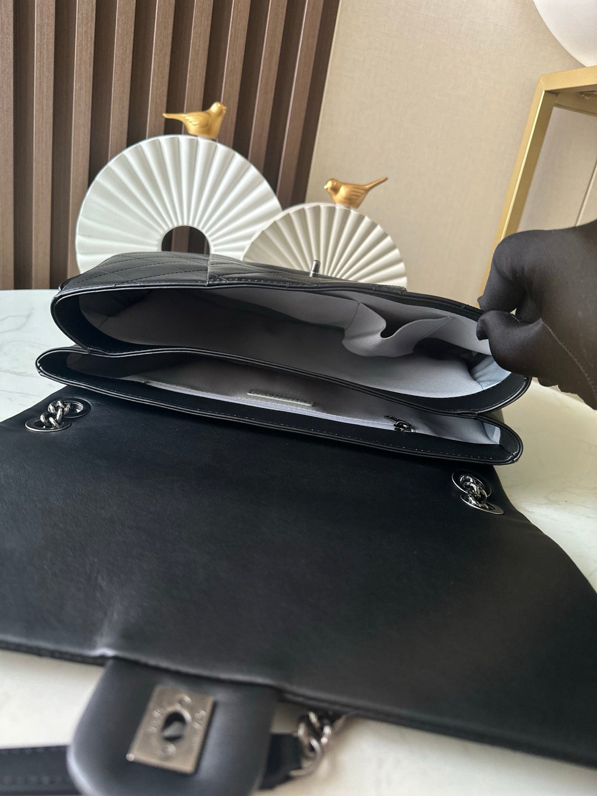 CC 2229 Classic Flap Bag 34cm Black Quited Lambskin