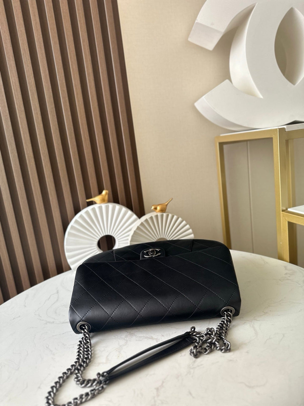 CC 2229 Classic Flap Bag 34cm Black Quited Lambskin