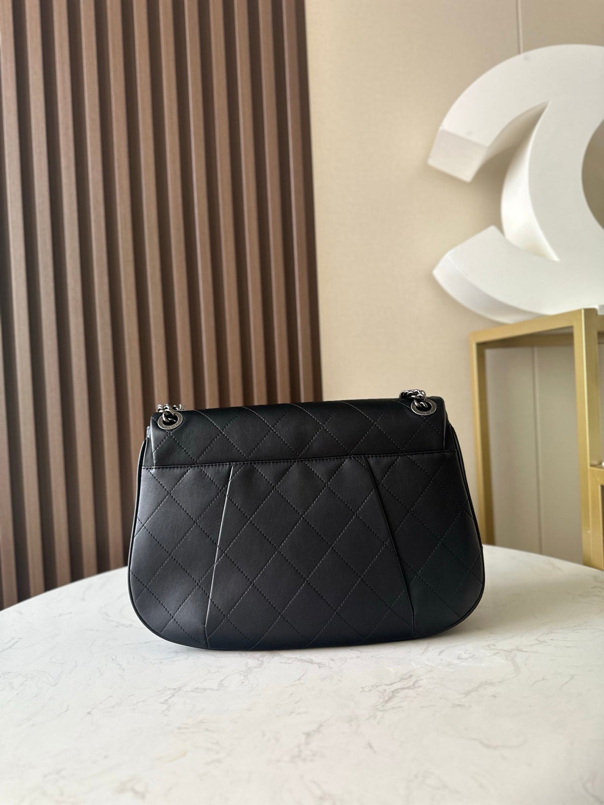 CC 2229 Classic Flap Bag 34cm Black Quited Lambskin
