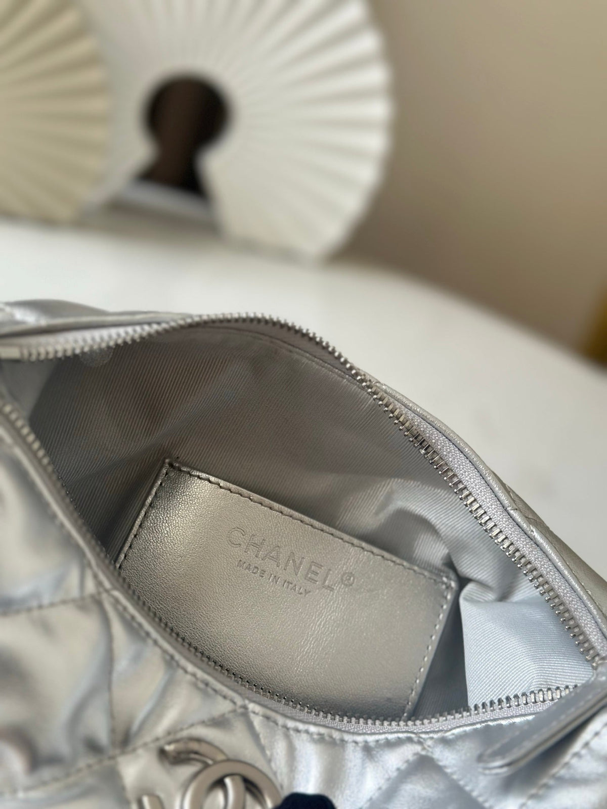 Chanel 26s Hobo Bag 26 In Silver Lambskin