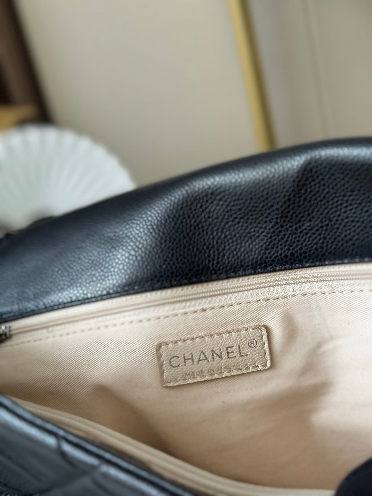 CC Messenger Weekender Flap Tote Bag Black Caviar SHW