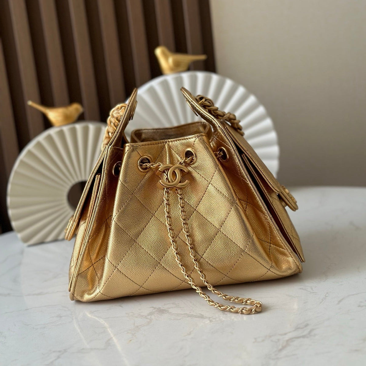 CC 26c Hobo Bag 22cm Gold Caviar Leather GHW