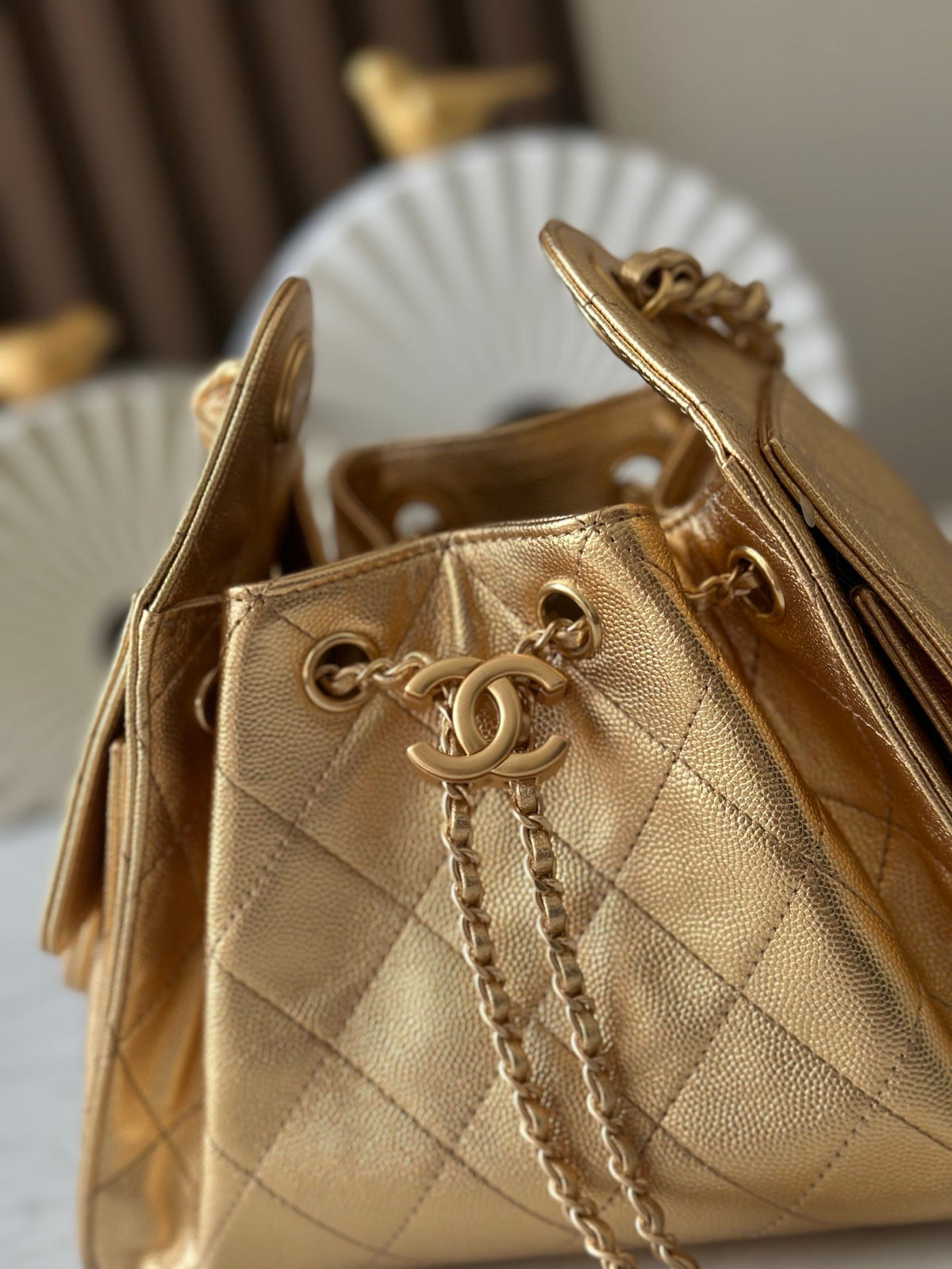 CC 26c Hobo Bag 22cm Gold Caviar Leather GHW