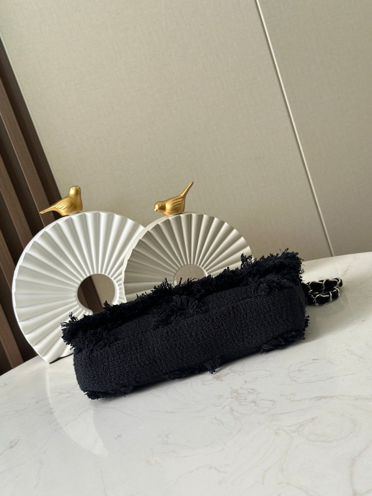 CC Nature Flap Bag 27cm Black Tweed 286333