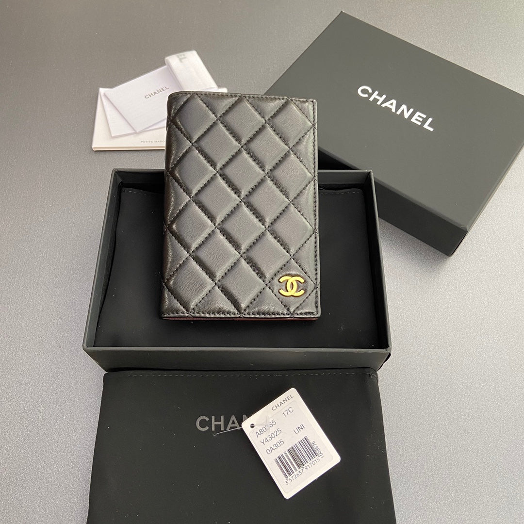 CC Passport Holder Black Sheepskin GHW  193338