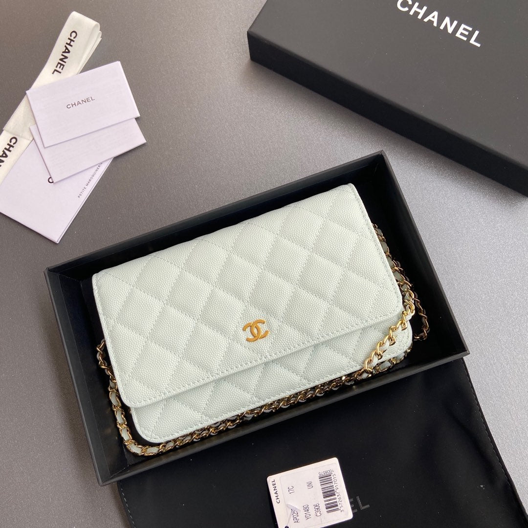 CC Mini Crossbody Bags 20cm Light Blue Caviar GHW 234830