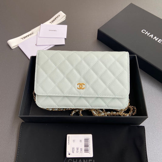 CC Mini Crossbody Bags 20cm Light Blue Caviar GHW 234830