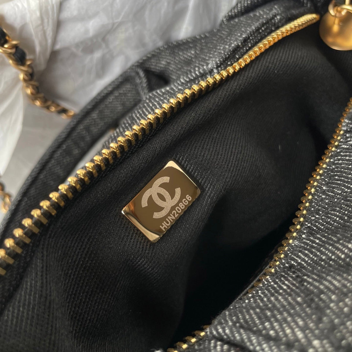 CC 25K Mini Bow Bag 26cm Black Denim