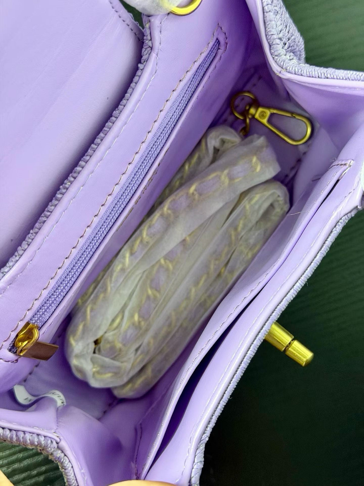 Chanel Kelly 2026 Bag 19cm Purple Raffia Leather