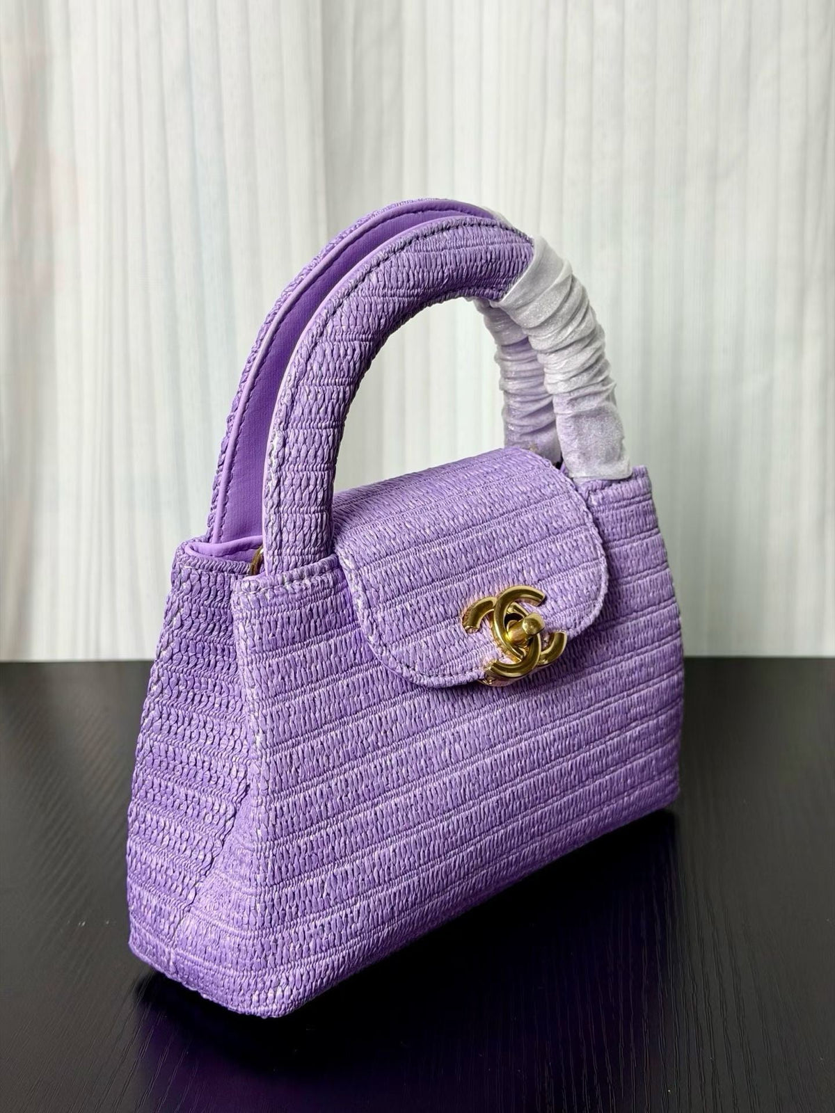 Chanel Kelly 2026 Bag 19cm Purple Raffia Leather